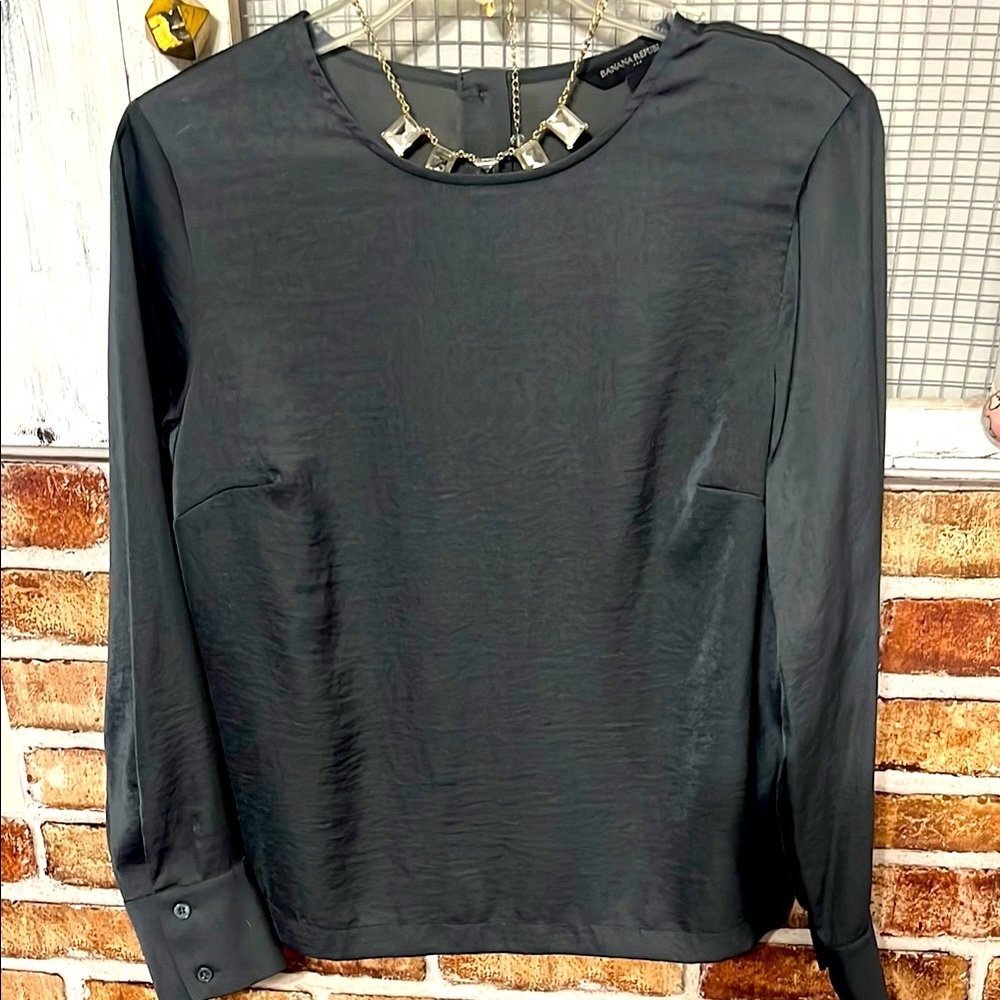 Banana Republic Green Satin Blouse